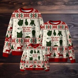 Read Books Be Kind Stay Weird Cat Ugly Sweater