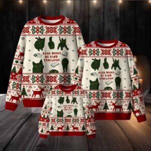 Read Books Be Kind Stay Weird Cat Ugly Sweater
