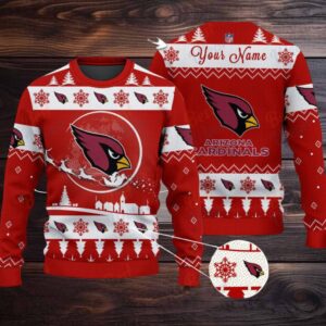 Red Arizona Cardinals NFL Ugly Christmas Sweater Name Customized