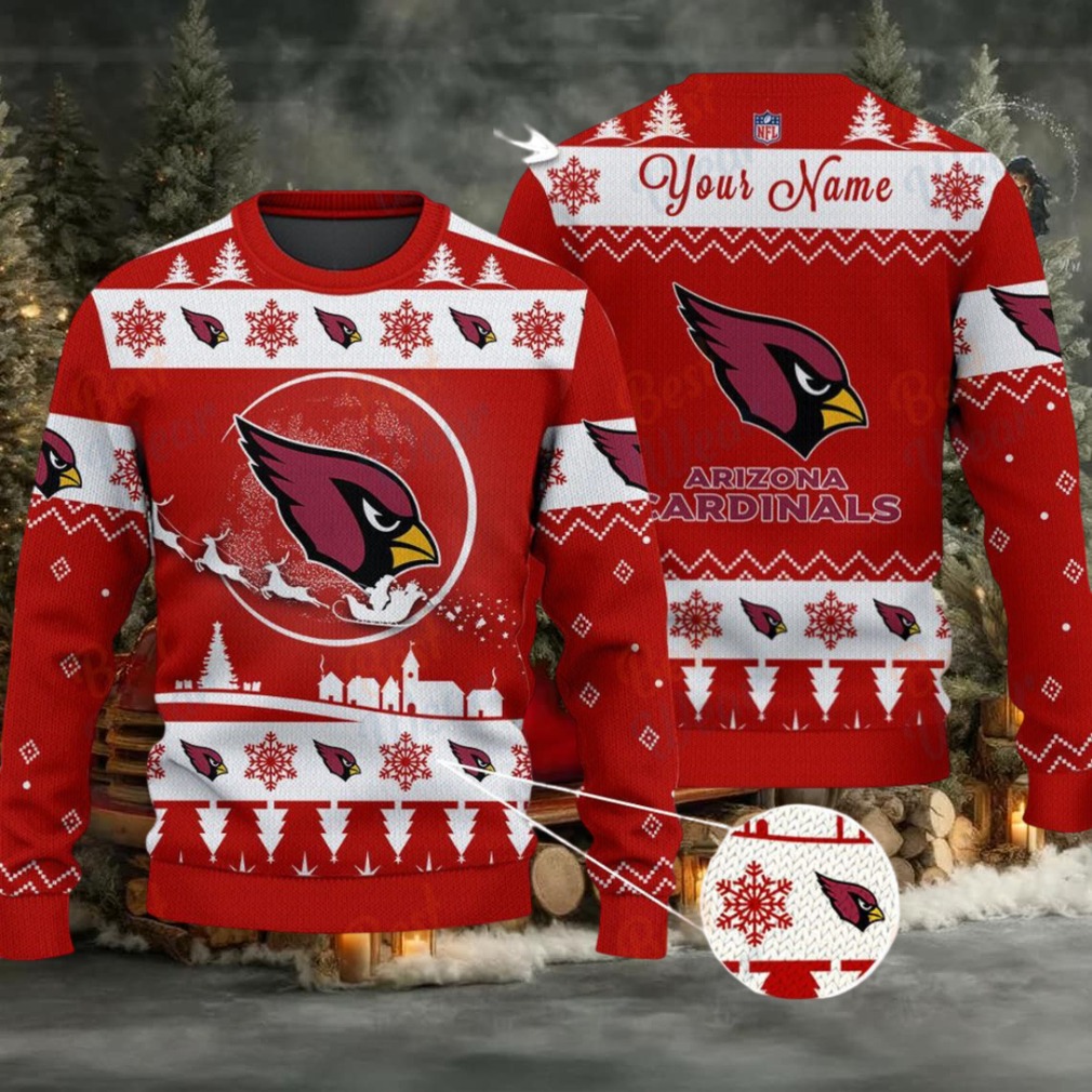 Red Arizona Cardinals NFL Ugly Christmas Sweater Name Customized Red Arizona Cardinals NFL Ugly Christmas Sweater Name Customized
