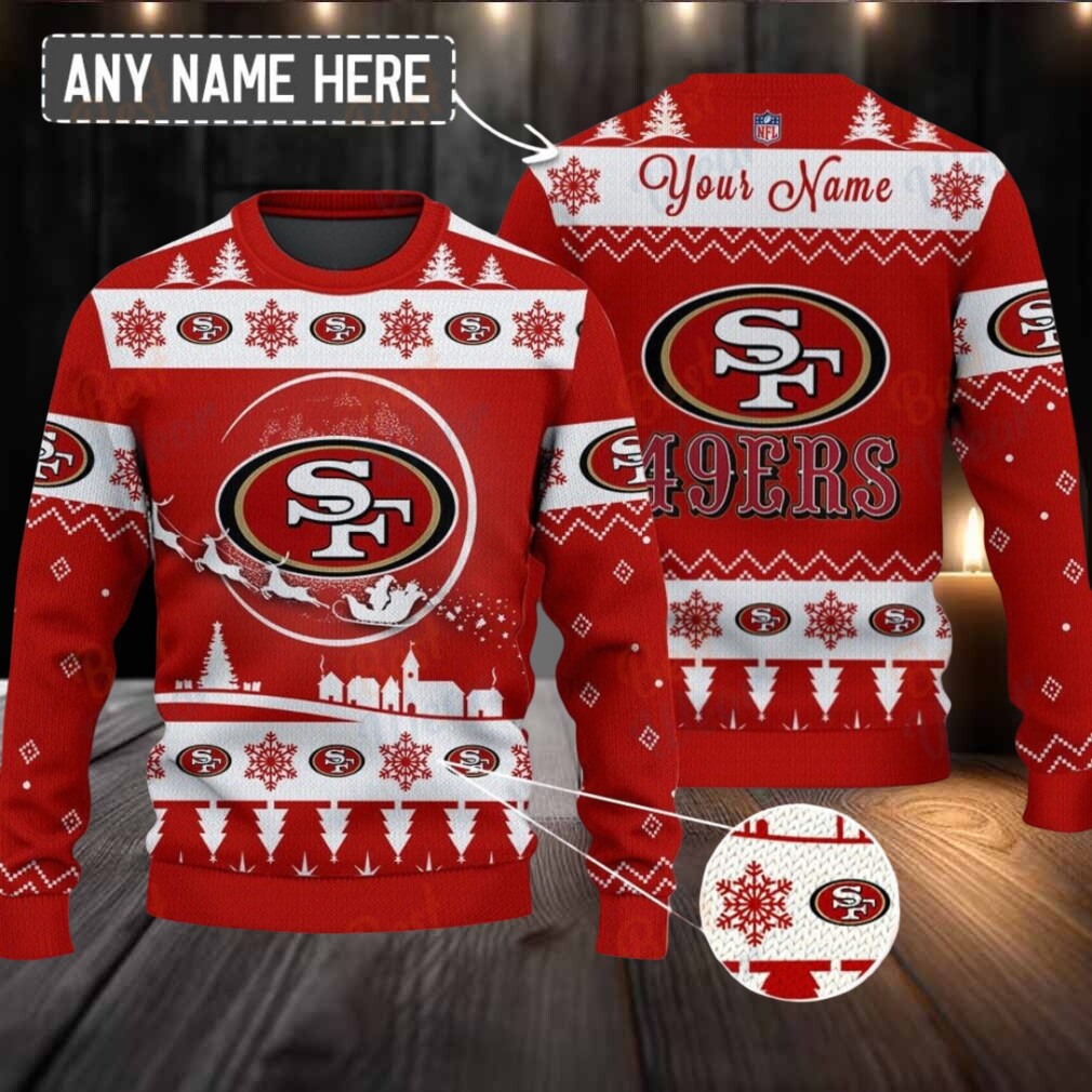 Red San Francisco 49ers NFL Ugly Christmas Sweater Name Customized Red San Francisco 49ers NFL Ugly Christmas Sweater Name Customized