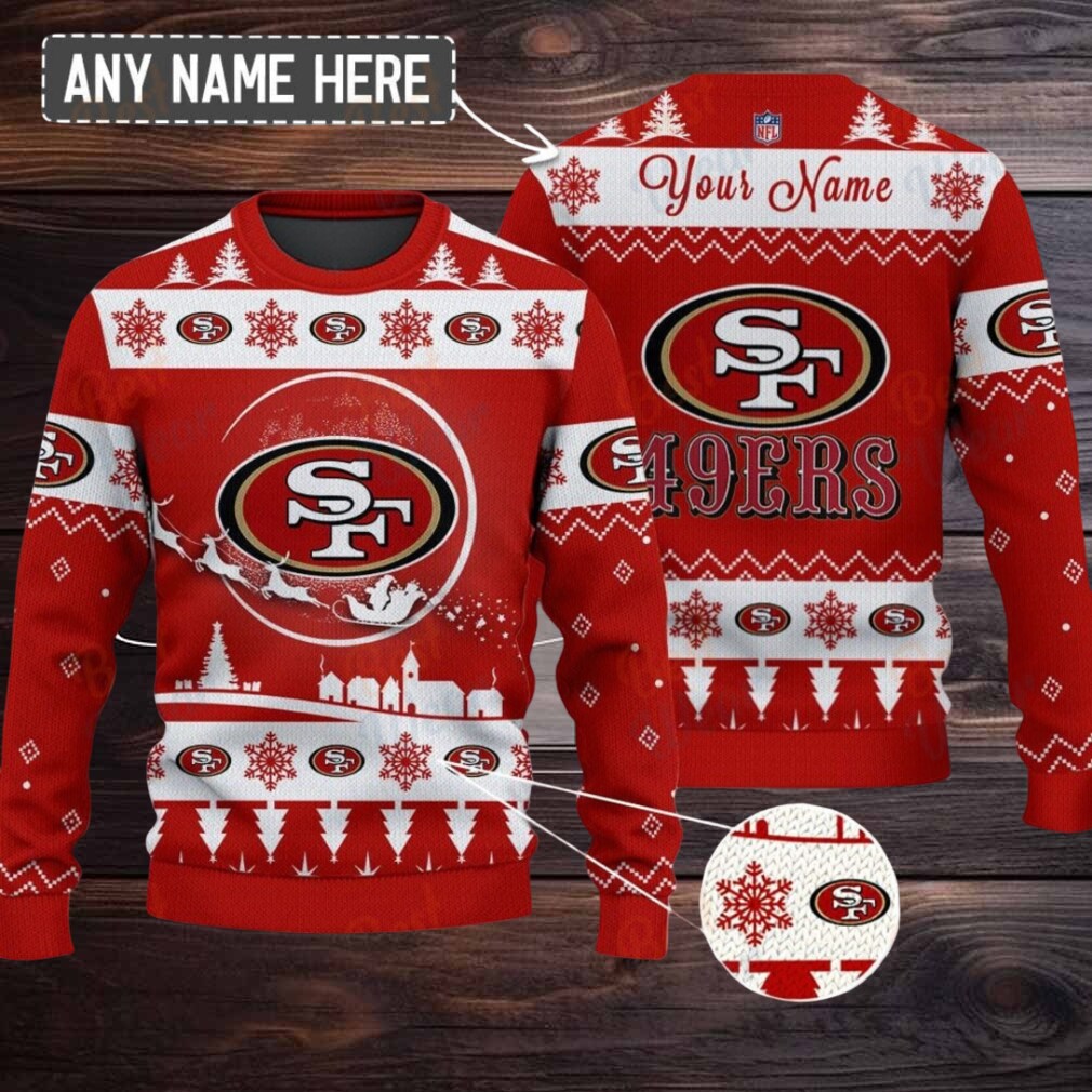 Red San Francisco 49ers NFL Ugly Christmas Sweater Name Customized Red San Francisco 49ers NFL Ugly Christmas Sweater Name Customized
