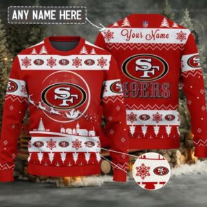 Red San Francisco 49ers NFL Ugly Christmas Sweater Name Customized
