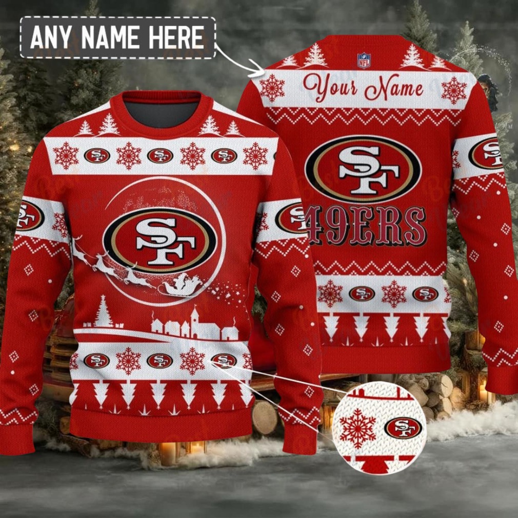 Red San Francisco 49ers NFL Ugly Christmas Sweater Name Customized Red San Francisco 49ers NFL Ugly Christmas Sweater Name Customized