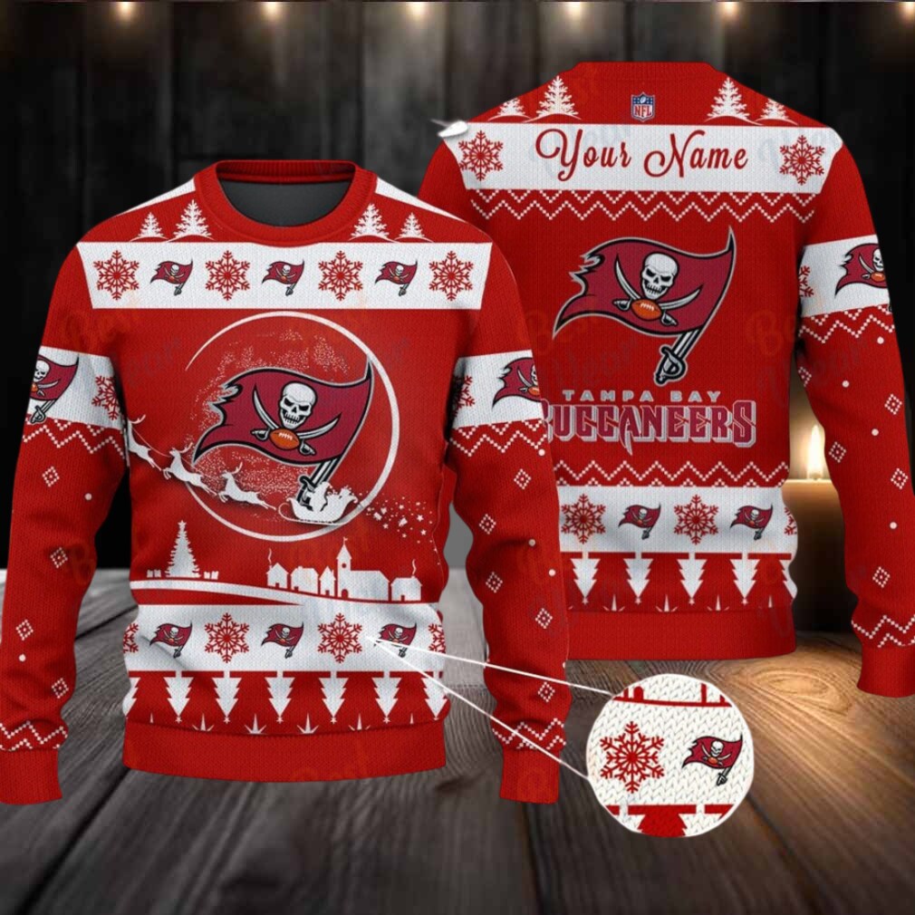 Red Tampa Bay Buccaneers NFL Ugly Christmas Sweater Name Customized Red Tampa Bay Buccaneers NFL Ugly Christmas Sweater Name Customized