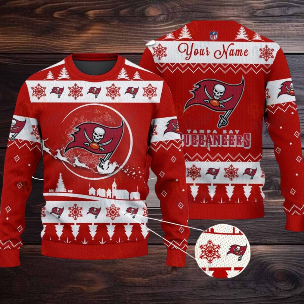 Red Tampa Bay Buccaneers NFL Ugly Christmas Sweater Name Customized Red Tampa Bay Buccaneers NFL Ugly Christmas Sweater Name Customized