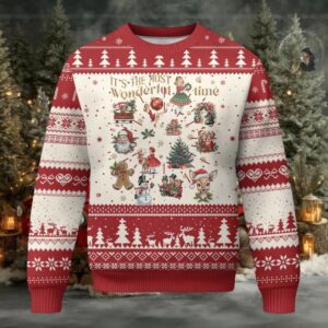 Retro Vintage Xmas Ugly Christmas Sweater It's The Most Wonderful Time Xmas