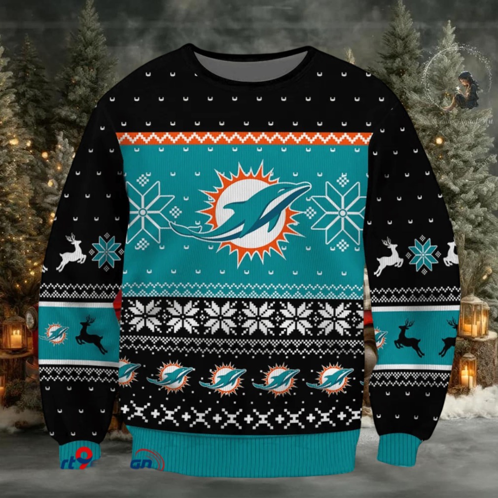 SPTBGSWT396 Miami Dolphins Ugly Christmas Sweater SPTBGSWT396 Miami Dolphins Ugly Christmas Sweater