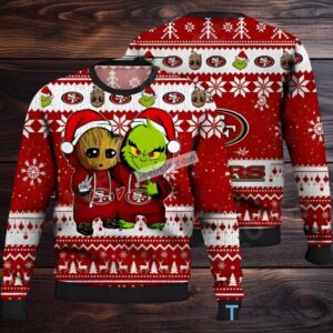 San Francisco 49Ers Baby Groot Grinch Xmas Ugly Christmas Sweater Red White Vacation San Francisco 49Ers Baby Groot Grinch Xmas Ugly Christmas Sweater Red White Vacation