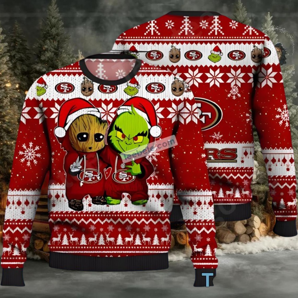 San Francisco 49Ers Baby Groot Grinch Xmas Ugly Christmas Sweater Red White Vacation San Francisco 49Ers Baby Groot Grinch Xmas Ugly Christmas Sweater Red White Vacation