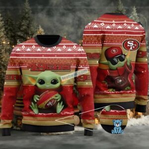 San Francisco 49Ers Baby Yoda Star Wars Ugly Christmas Sweater Yellow Red Mens