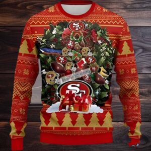 San Francisco 49Ers Christmas Tree Ugly Christmas Sweater Big And Tall Red