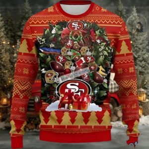 San Francisco 49Ers Christmas Tree Ugly Christmas Sweater Big And Tall Red