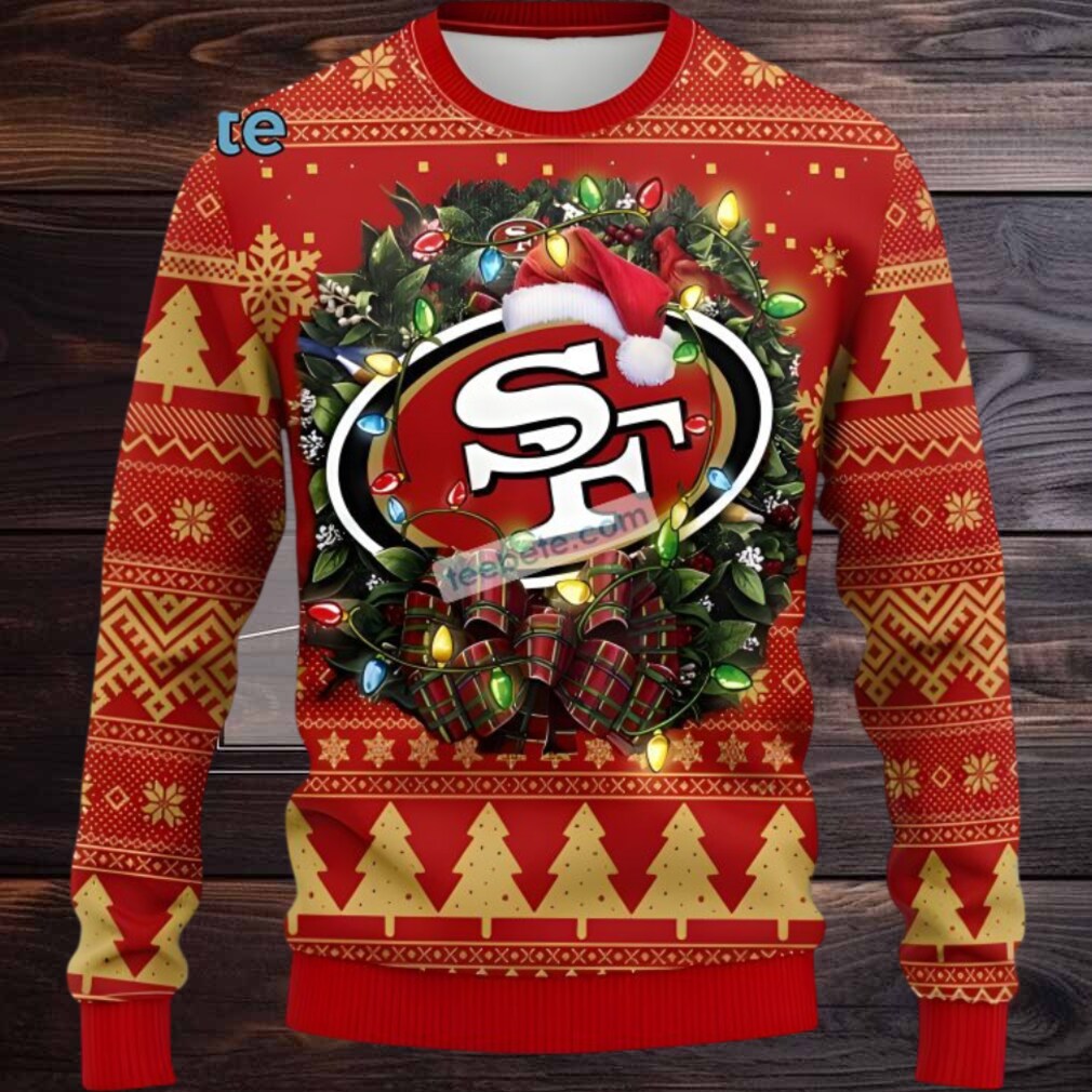 San Francisco 49Ers Christmas Wreath Ugly Christmas Sweaters Family Red San Francisco 49Ers Christmas Wreath Ugly Christmas Sweaters Family Red