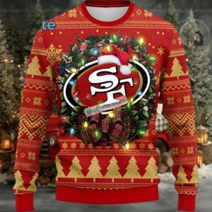 San Francisco 49Ers Christmas Wreath Ugly Christmas Sweaters Family Red