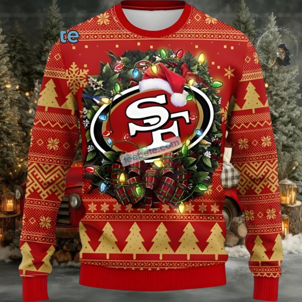 San Francisco 49Ers Christmas Wreath Ugly Christmas Sweaters Family Red San Francisco 49Ers Christmas Wreath Ugly Christmas Sweaters Family Red