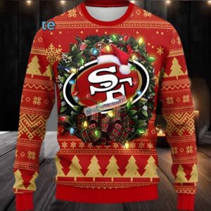 San Francisco 49Ers Christmas Wreath Ugly Christmas Sweaters Family Red