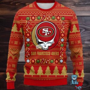 San Francisco 49Ers Grateful Dead Ugly Holiday Sweater Red San Francisco 49Ers Grateful Dead Ugly Holiday Sweater Red