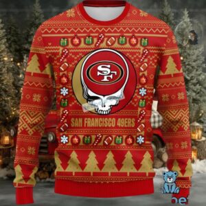 San Francisco 49Ers Grateful Dead Ugly Holiday Sweater Red