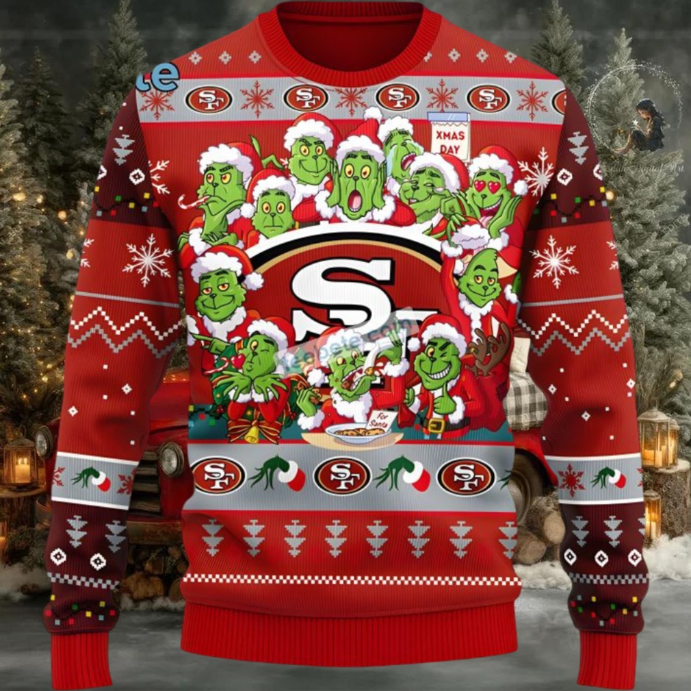 San Francisco 49Ers Grinch Xmas Day Ugly Christmas Sweaters Family Grey Red