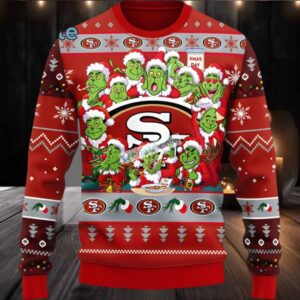 San Francisco 49Ers Grinch Xmas Day Ugly Christmas Sweaters Family Grey Red