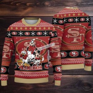 San Francisco 49Ers Mickey Donald Goofy Ugly Christmas Sweatshirt Red San Francisco 49Ers Mickey Donald Goofy Ugly Christmas Sweatshirt Red