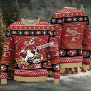 San Francisco 49Ers Mickey Donald Goofy Ugly Christmas Sweatshirt Red