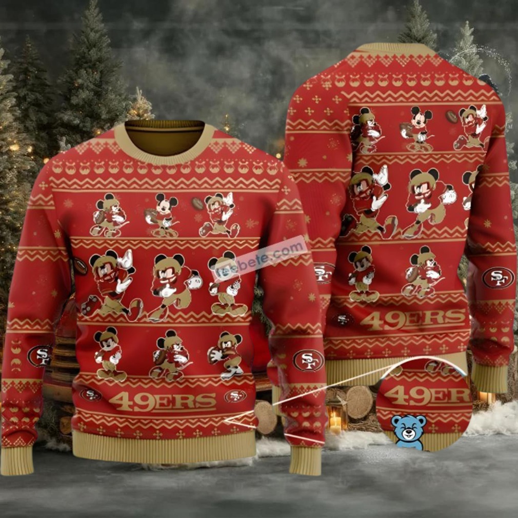 San Francisco 49Ers Mickey Mouse Ugly Xmas Sweater Party Yellow Red San Francisco 49Ers Mickey Mouse Ugly Xmas Sweater Party Yellow Red