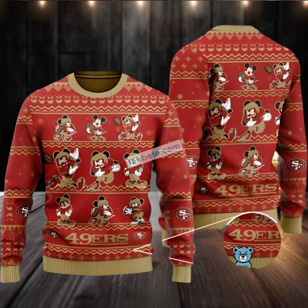 San Francisco 49Ers Mickey Mouse Ugly Xmas Sweater Party Yellow Red San Francisco 49Ers Mickey Mouse Ugly Xmas Sweater Party Yellow Red