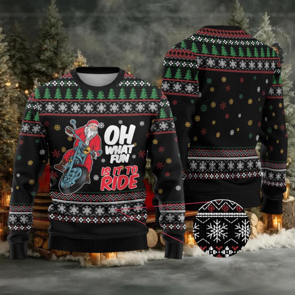 Santa And Motor Ugly Christmas Sweater Santa Claus And Joy On A Motorcycle Santa And Motor Ugly Christmas Sweater Santa Claus And Joy On A Motorcycle