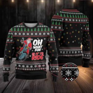 Santa And Motor Ugly Christmas Sweater Santa Claus And Joy On A Motorcycle