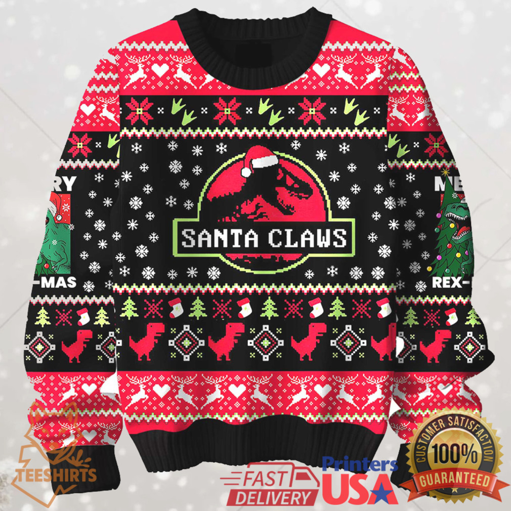 Santa Claws Dinosaur Ugly Christmas Sweater Santa Claws Dinosaur Ugly Christmas Sweater