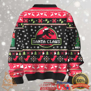 Santa Claws Dinosaur Ugly Christmas Sweater
