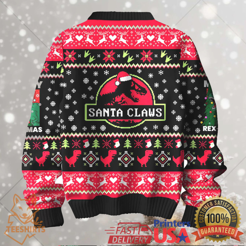 Santa Claws Dinosaur Ugly Christmas Sweater Santa Claws Dinosaur Ugly Christmas Sweater