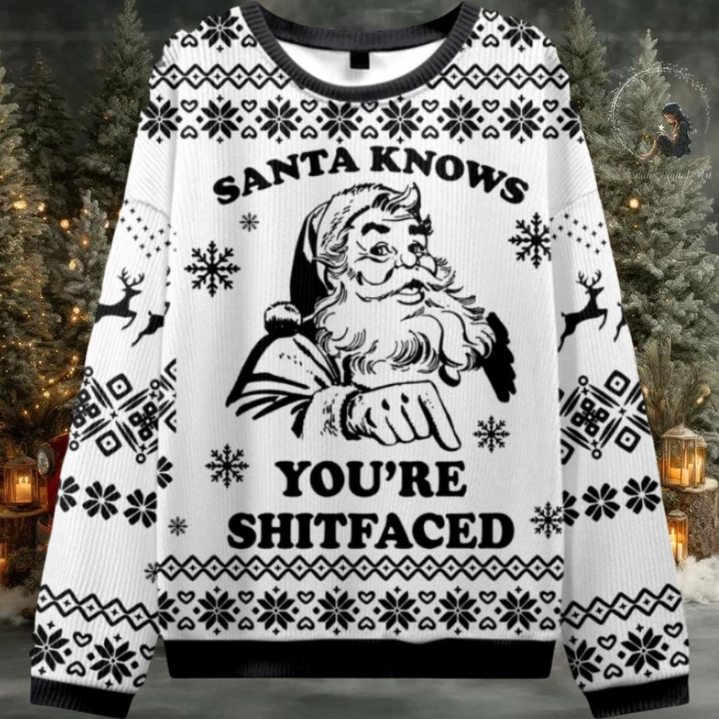 Santa Knows Youre Shitfaced Ugly Christmas Sweater Men Women For Sale Santa Knows Youre Shitfaced Ugly Christmas Sweater Men Women For Sale
