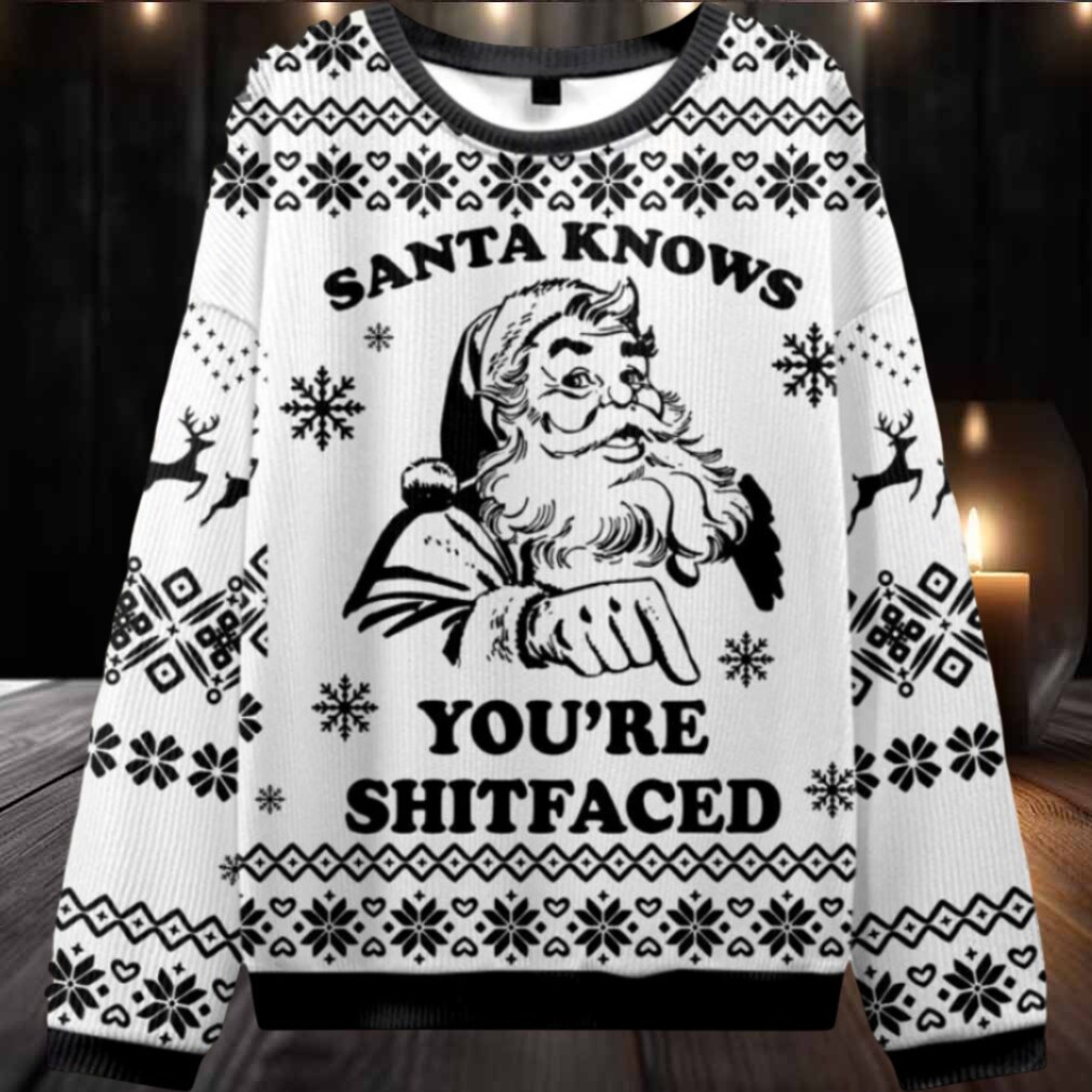 Santa Knows Youre Shitfaced Ugly Christmas Sweater Men Women For Sale Santa Knows Youre Shitfaced Ugly Christmas Sweater Men Women For Sale