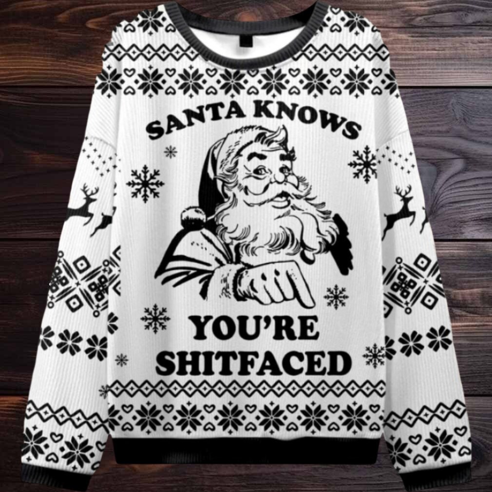 Santa Knows Youre Shitfaced Ugly Christmas Sweater Men Women For Sale Santa Knows Youre Shitfaced Ugly Christmas Sweater Men Women For Sale
