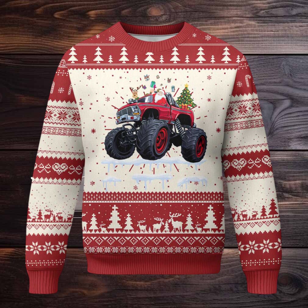 Santa Monster Truck Ugly Christmas Sweater American Offroad Xmas Boys Kids Toddler Youth Santa Monster Truck Ugly Christmas Sweater American Offroad Xmas Boys Kids Toddler Youth