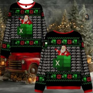 Santa With Excel Ugly Christmas Sweater Men Women For Sale