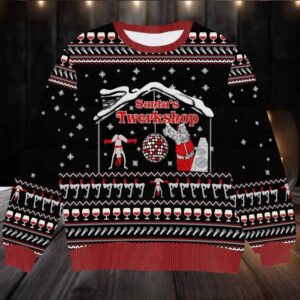 Santa's Twerkshop Ugly Christmas Sweater Funny Holiday Party Outfit Perfect Gift for Dance and Humor Lovers