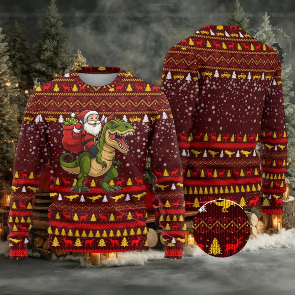 Santassic Park Santa Claus Christmas Ugly Christmas Sweater Xmas Holiday Patterns