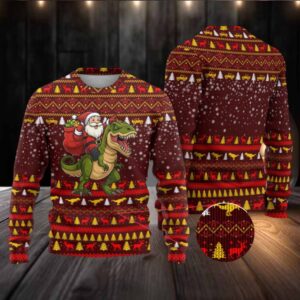 Santassic Park Santa Claus Christmas Ugly Christmas Sweater Xmas Holiday Patterns
