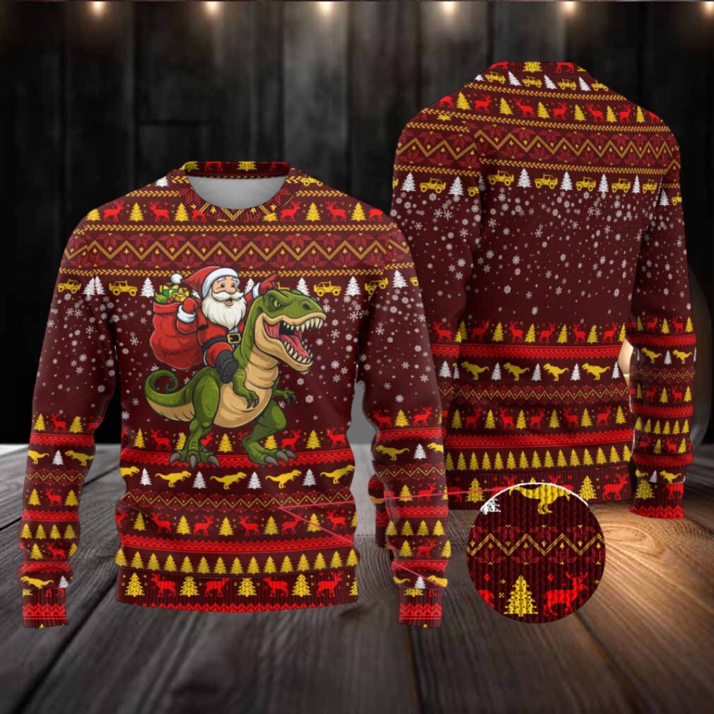 Santassic Park Santa Claus Christmas Ugly Christmas Sweater Xmas Holiday Patterns