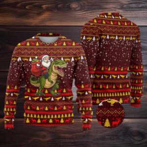 Santassic Park Santa Claus Christmas Ugly Christmas Sweater Xmas Holiday Patterns