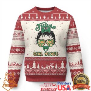 Scout Girl Cookie Dealer Ugly Christmas Sweater Troop Leader Kidlife Little Bun