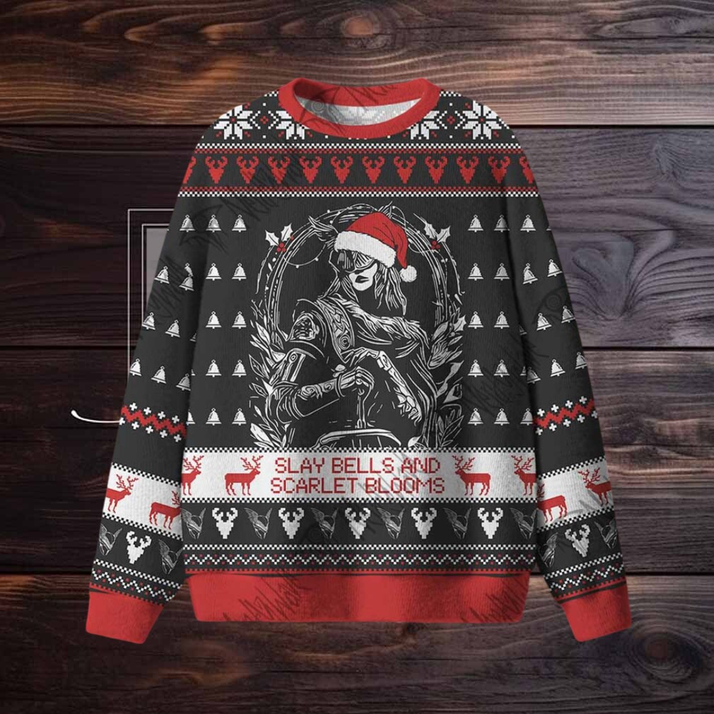 Slay Bells and Scarlet Blooms Ugly Sweatshirts Slay Bells and Scarlet Blooms Ugly Sweatshirts