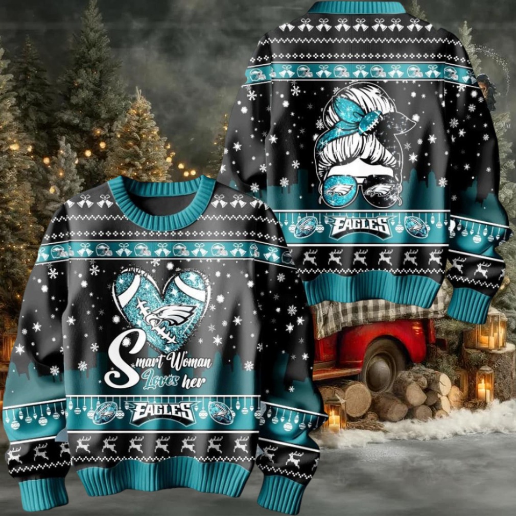 Smart Woman Loves Her Eagles Ugly Christmas Sweater Men Women For Sale Smart Woman Loves Her Eagles Ugly Christmas Sweater Men Women For Sale
