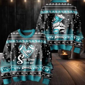 Smart Woman Loves Her Eagles Ugly Christmas Sweater Men Women For Sale
