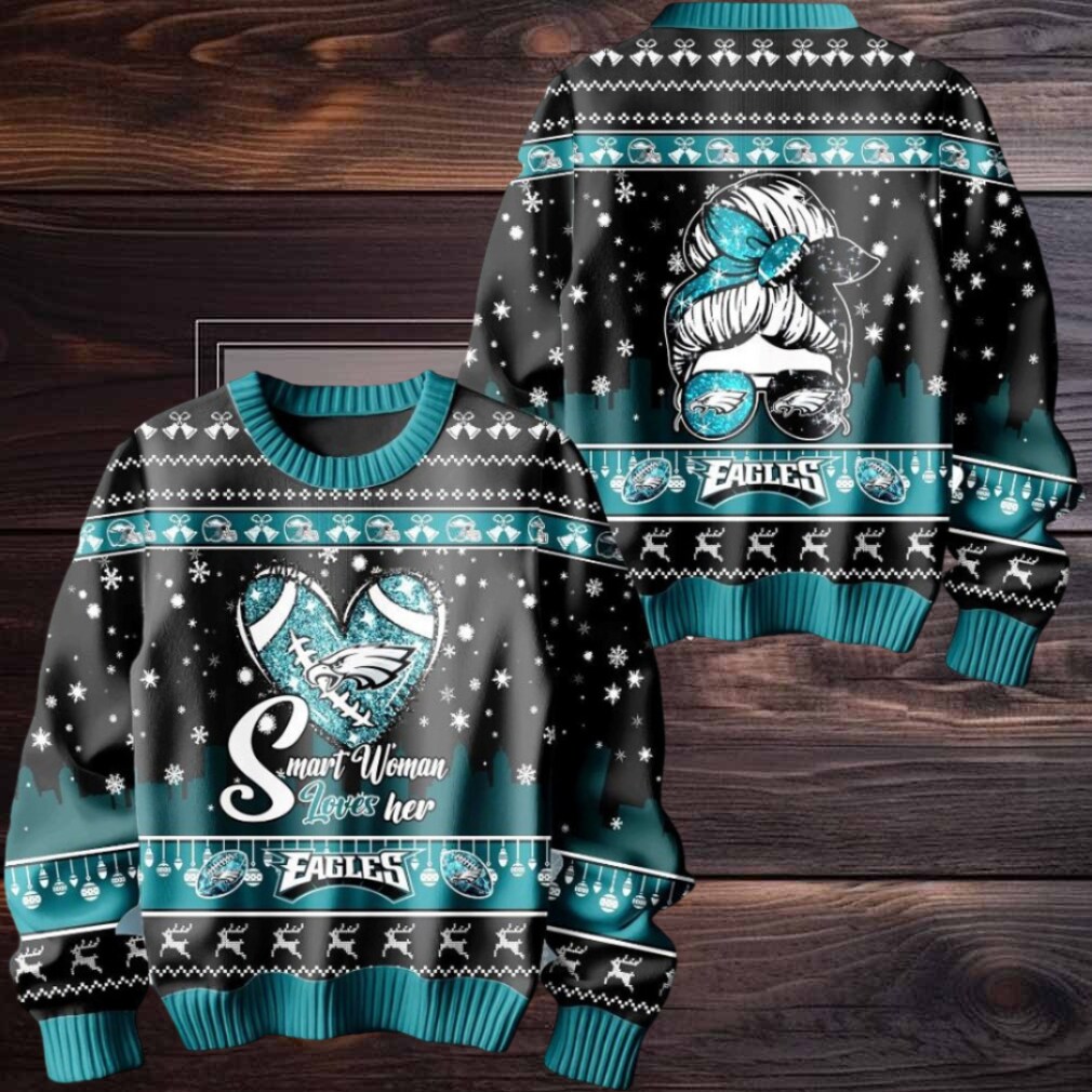 Smart Woman Loves Her Eagles Ugly Christmas Sweater Men Women For Sale Smart Woman Loves Her Eagles Ugly Christmas Sweater Men Women For Sale