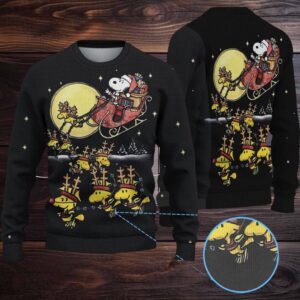 Snoopy And Woodstock Reindeer Christmas Knitted Sweater